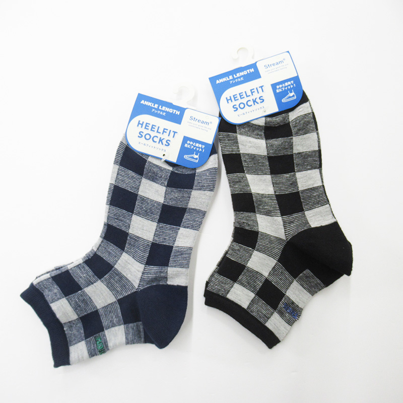 STREAM チェックロゴかかと直角アンクレットソックス